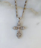 White Gold Plated Diamond Inspired Crucifix Necklace