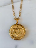 Gold Plated Reversible 2 Photo Locket With A Star Of David And Heart Design