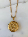 Gold Plated Reversible 2 Photo Locket With A Star Of David And Heart Design
