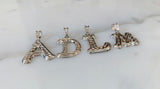 Unisex White Gold Plated Diamond Cut Initial Necklace