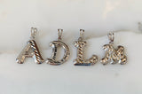 Unisex White Gold Plated Diamond Cut Initial Necklace