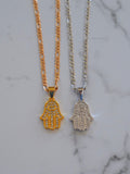 Yellow Or White Gold Plated Hamsa Necklace