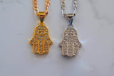 Yellow Or White Gold Plated Hamsa Necklace
