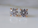 Rose Gold Plated Round CZ Studs In 2 Styles