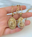 Yellow Or Tricolor Gold Plated Jesus Necklace