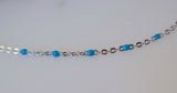 White Gold Plated Turquoise Color Bead Chain