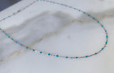 White Gold Plated Turquoise Color Bead Chain
