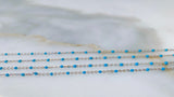 White Gold Plated Turquoise Color Bead Chain