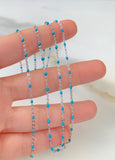 White Gold Plated Turquoise Color Bead Chain