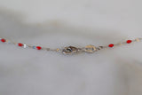 White Gold Plated Red Bead Chain