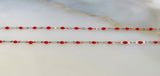 White Gold Plated Red Bead Chain