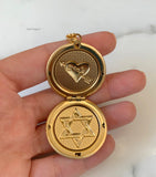 Gold Plated Reversible 2 Photo Locket With A Star Of David And Heart Design