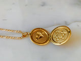 Gold Plated Reversible 2 Photo Locket With A Star Of David And Heart Design