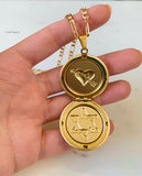 Gold Plated Reversible 2 Photo Locket With A Star Of David And Heart Design