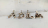 Unisex White Gold Plated Diamond Cut Initial Necklace
