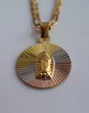 Tricolor Gold Plated Virgin Mary Necklace