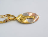 Diamond Cut Tricolor Gold Plated Oval Saint Jude Necklace