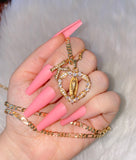 Bling Mary Heart With Initial