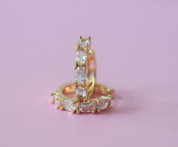 Marquise Huggie Hoops
