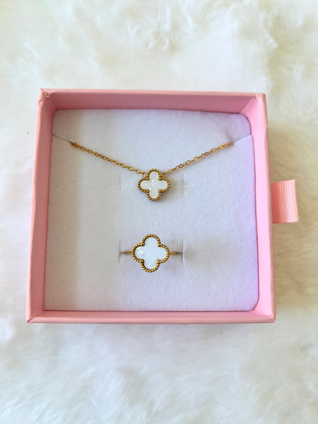 White Clover Ring & Necklace