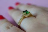 Gold Halo Ring (Green)