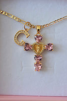 Heart Mary Cross & Initial (Pink)