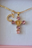 Heart Mary Cross & Initial (Pink)