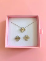 Silver Clover Necklace & Earrings