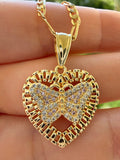 Fancy Butterfly Heart Necklace