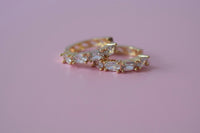 Marquise Huggie Hoops