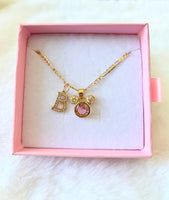 Pink Diamond Mouse Necklace With Initial