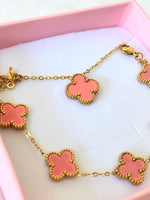 Dusty Rose Clover Bracelet & Necklace: Package Deal