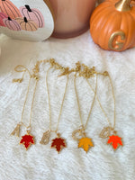Fall Leaf With Initial (Rolo Chain)
