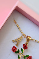 Dazzling Rose Cross With Initial (Red)