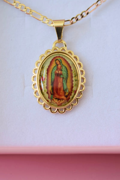 Floral Oval Our Lady Guadalupe Photo