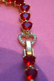 Heart Tennis Bracelet (Red)