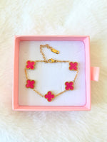 Magenta Lucky Clover Bracelet