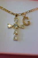 Storm Cross With Initial (Figaro Chain)