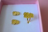 Gold Kitty Earrings & Ring Set (Package Deal)