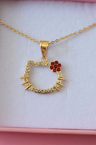 Red Flower Kitty (Rolo Chain)
