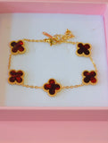 Burgundy Lucky Clover Bracelet