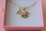 Pink Floral Kitty & Initial
