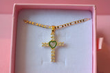 Emerald Heart Cross