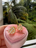 Baguette Heart Earrings (white)