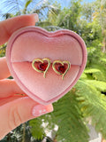 Open Heart Studs (Red)