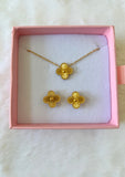 Gold Clover Necklace & Earrings (Set Or Separate)