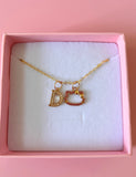 Pinky Kitty With Initial (Rolo Chain)