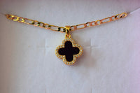 Black Double Clover (Figaro Chain)