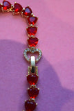 Heart Tennis Bracelet (Red)