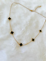 Dainty Black Multiple Clover Necklace